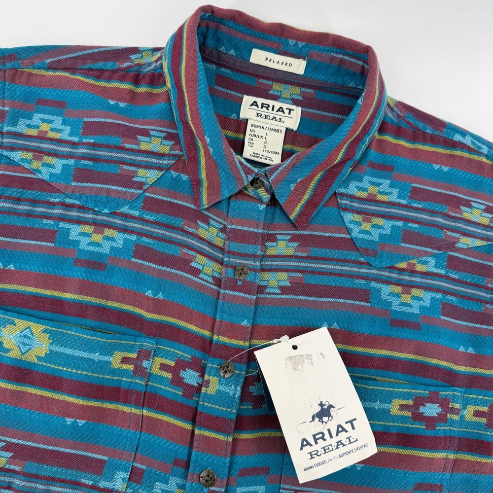 NWT Ariat REAL Billie Rae LS Shirt Celestial Southwest Jacquard Womens L